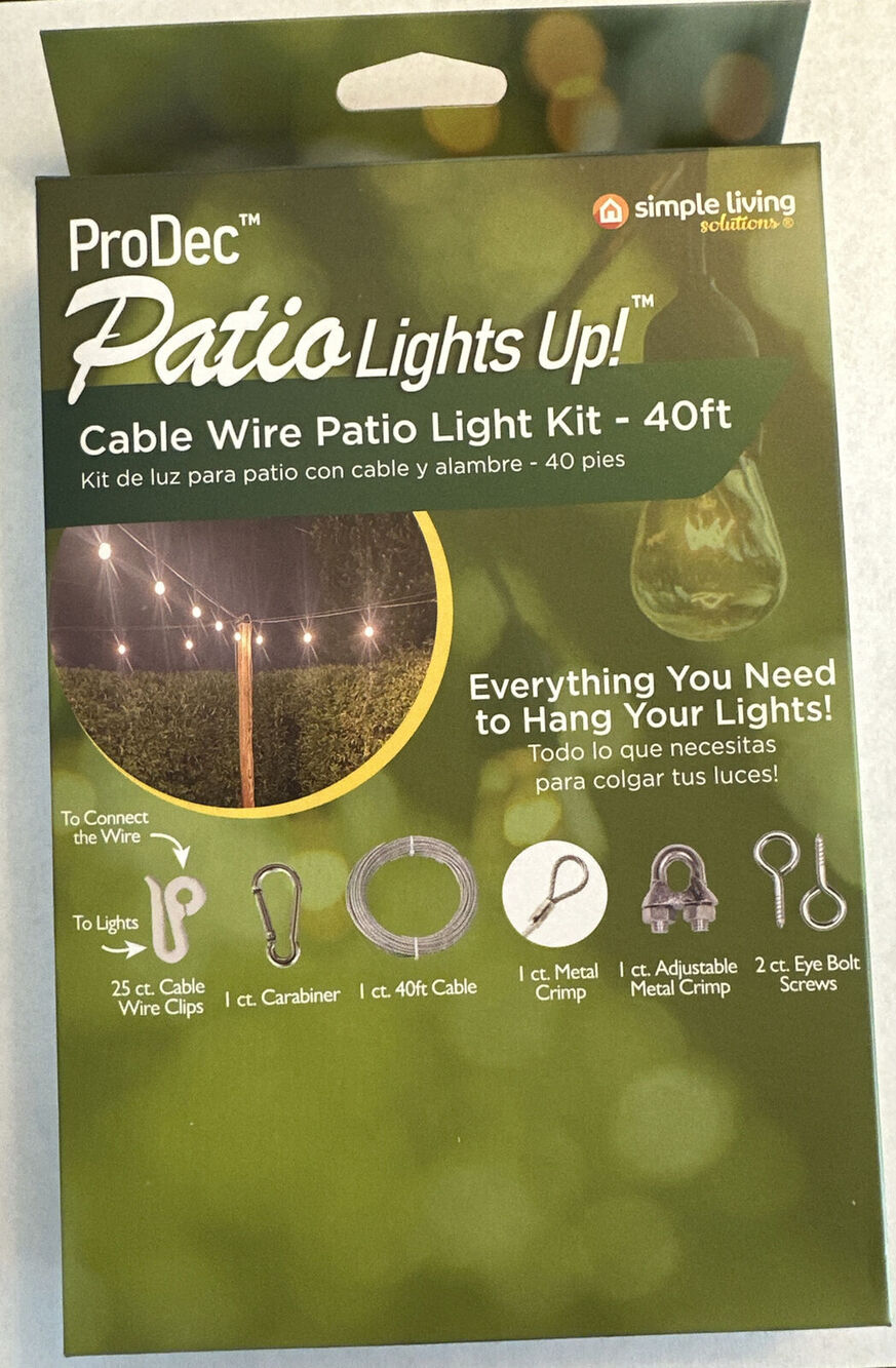 40ft Cable Wire Kit Patio Light Clips Simple Living Solutions ProDec 815040-4